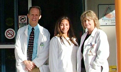 Image: Shareen Ismail, MD, center, won the Best Resident Paper award from the American College of Emergency Physicians. She was a UF fellow from 2010 to 2013. Mark McIntosh, MD, left, and Colleen Kalynych, EdD, right, were Ismail's primary mentors during the research project. 