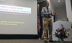 Image: H. Gilbert Welch, MD, MPH, a professor of medicine at the Dartmouth Institute for Health Policy and Clinical Practice, was the keynote speaker during Celebration of Research.