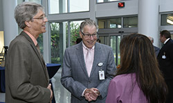 Image: George “Skip” Wilson III, MD, laughs with colleagues during a special drop-in reception to celebrate his 30 years of service on the UF Health Jacksonville campus. His last day was June 30.
