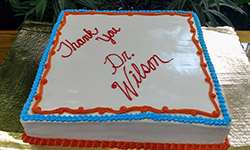 Image: An appropriately decorated cake was among the sweets and treats available during Wilson’s drop-in reception.