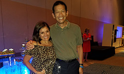 Image: Gladys Velarde, MD, poses for a photo with Fred Kusumoto, MD, president of the Florida Chapter of the American College of Cardiology. Velarde received the organization’s Gifted Teacher Award last month.