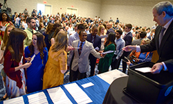 Image: UF medical students learn of their future training destinations during Match Day on Friday, March 16.