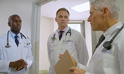 Image: From left, Kevin Green, MD; Peter Staiano, DO; and Jeffrey House, DO, are among those who appear in a new promotional video for the UF College of Medicine – Jacksonville.