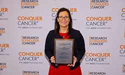 Image: Erin Mobley, PhD, MPH, a UF College of Medicine – Jacksonville assistant professor, has been named a 2025 Special Merit Award recipient by Conquer Cancer, the American Society of Clinical Oncology, or ASCO, foundation.